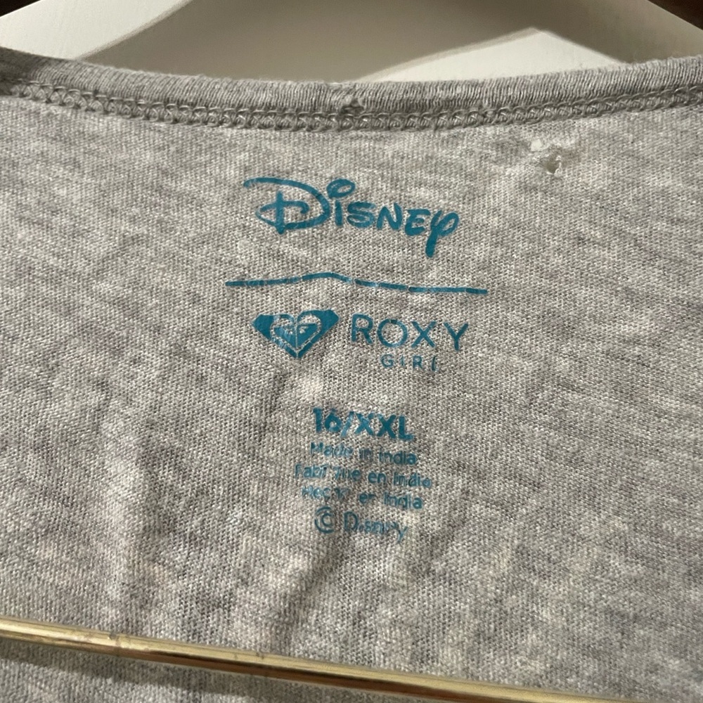 Disney x Roxy Girl Gray Tropical "Under The Sea" Floral Graphic Tee Size 16/XXL - Picture 5 of 7